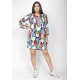 Vestido Curto Viscose Balli Manga Ampla Estampa Floresce