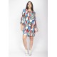 Vestido Curto Viscose Balli Manga Ampla Estampa Floresce