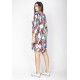 Vestido Curto Viscose Balli Manga Ampla Estampa Floresce