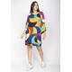 Vestido Curto Viscose Balli Manga Ampla Estampa Jardim Azul