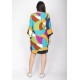 Vestido Curto Viscose Balli Manga Ampla Estampa Jardim Azul