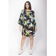 Vestido Curto Viscose Balli Manga Ampla Estampa Jardim Noturno