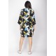 Vestido Curto Viscose Balli Manga Ampla Estampa Jardim Noturno