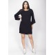 Vestido Curto Viscose Manga Ampla Balli Preto