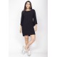 Vestido Curto Viscose Manga Ampla Balli Preto