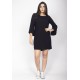 Vestido Curto Viscose Manga Ampla Balli Preto