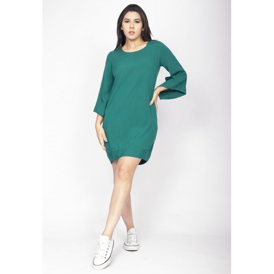 Vestido Curto Viscose Manga Ampla Balli Verde