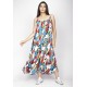 Vestido Longo Caçuá Viscose Alça Fina Estampa Floresce