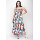 Vestido Longo Caçuá Viscose Alça Fina Estampa Floresce