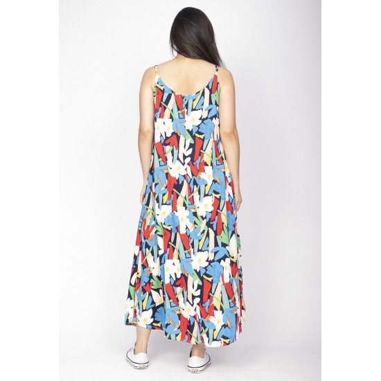 Vestido Longo Caçuá Viscose Alça Fina Estampa Floresce