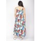 Vestido Longo Caçuá Viscose Alça Fina Estampa Floresce