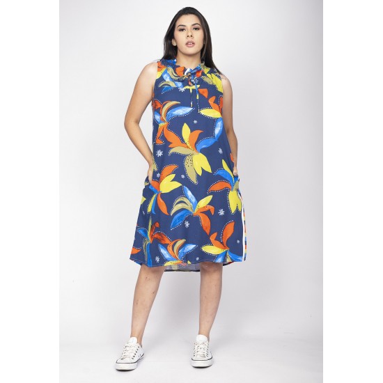 Vestido Midi Viscose Regata Piaf Maré Vibrante