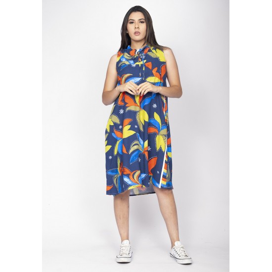 Vestido Midi Viscose Regata Piaf Maré Vibrante
