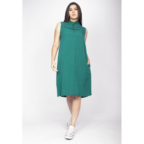 Vestido Midi Viscose Regata Piaf Verde