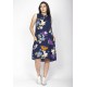 Vestido Midi Viscose Regata Piaf Estampa Festa das Flores Azul