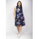 Vestido Midi Viscose Regata Piaf Estampa Festa das Flores Azul
