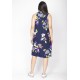 Vestido Midi Viscose Regata Piaf Estampa Festa das Flores Azul