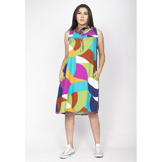 Vestido Midi Viscose Regata Piaf Jardim Azul