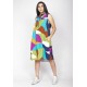 Vestido Midi Viscose Regata Piaf Jardim Azul