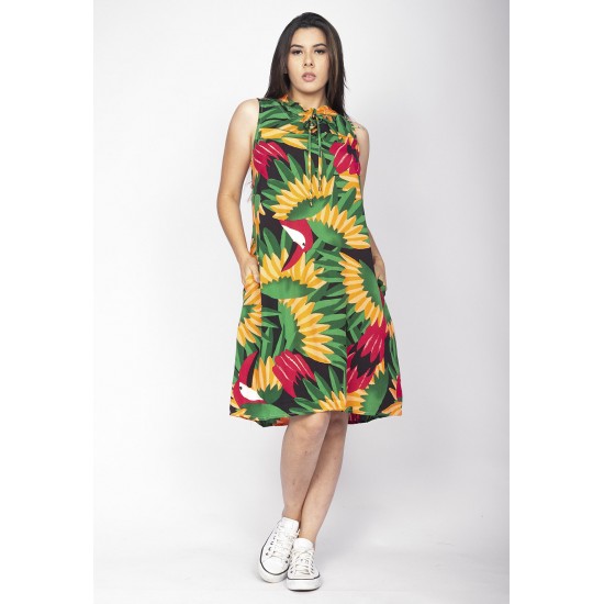 Vestido Midi Viscose Regata Piaf Festa dos Tucanos