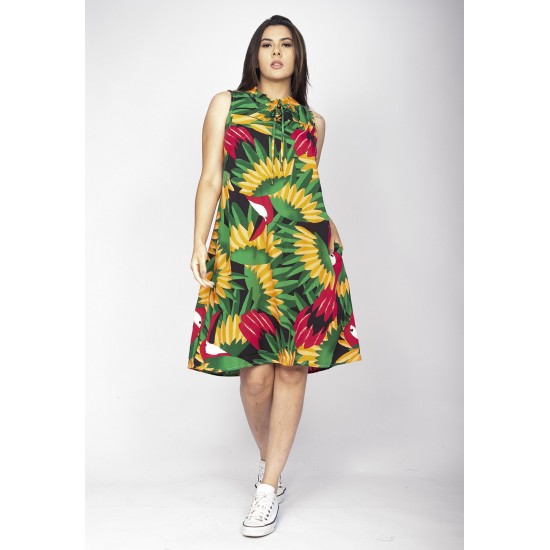 Vestido Midi Viscose Regata Piaf Festa dos Tucanos