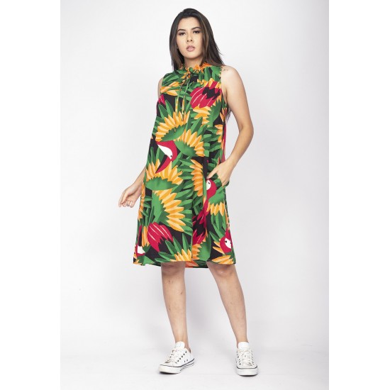 Vestido Midi Viscose Regata Piaf Festa dos Tucanos