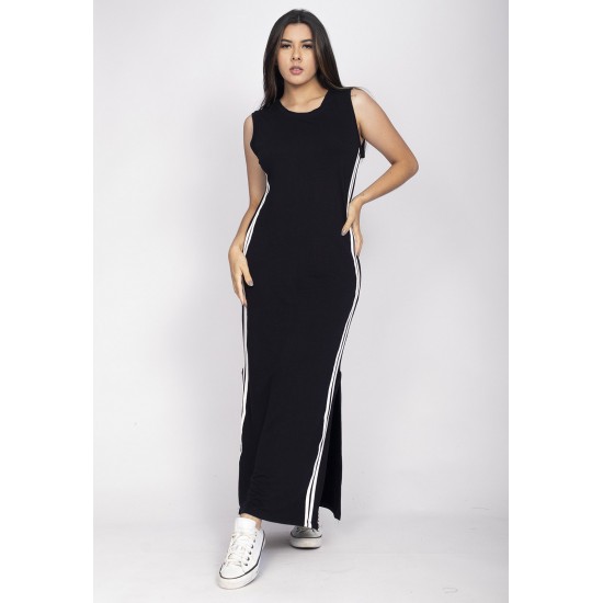 Vestido Midi Faixa Lateral Black