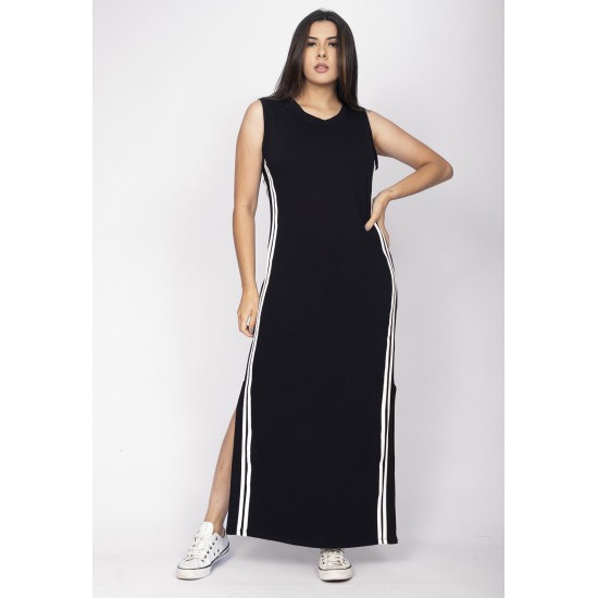 Vestido Midi Faixa Lateral Black