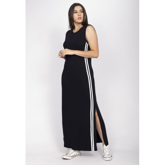Vestido Midi Faixa Lateral Black