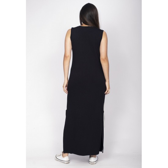 Vestido Midi Faixa Lateral Black