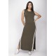 Vestido Midi Faixa Lateral Verde Militar