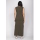 Vestido Midi Faixa Lateral Verde Militar