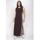 Vestido Midi Faixa Lateral Verde Marrom