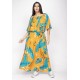 Vestido Midi Viscose Ciganinha com Lapela Estampa Aurora Botânica