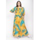 Vestido Midi Viscose Ciganinha com Lapela Estampa Aurora Botânica