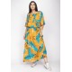 Vestido Midi Viscose Ciganinha com Lapela Estampa Aurora Botânica