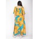 Vestido Midi Viscose Ciganinha com Lapela Estampa Aurora Botânica