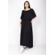 Vestido Midi Viscose Ciganinha com Lapela Preto