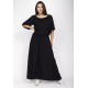 Vestido Midi Viscose Ciganinha com Lapela Preto