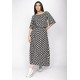 Vestido Midi Viscose Ciganinha com Lapela Estampa Encanto das Margaridas