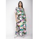 Vestido Midi Viscose Ciganinha com Lapela Estampa Encanto Botânico