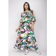 Vestido Midi Viscose Ciganinha com Lapela Estampa Encanto Botânico
