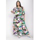 Vestido Midi Viscose Ciganinha com Lapela Estampa Encanto Botânico