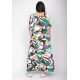 Vestido Midi Viscose Ciganinha com Lapela Estampa Encanto Botânico