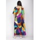 Vestido Midi Viscose Ciganinha com Lapela Estampa Jardim Azul