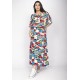 Vestido Midi Viscose Ciganinha com Lapela Estampa Floresce