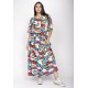 Vestido Midi Viscose Ciganinha com Lapela Estampa Floresce