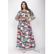 Vestido Midi Viscose Ciganinha com Lapela Estampa Floresce