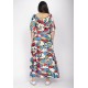 Vestido Midi Viscose Ciganinha com Lapela Estampa Floresce