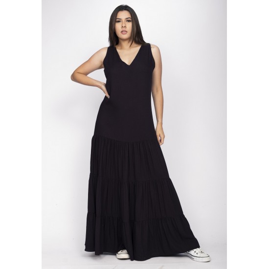 Vestido Aurora Longo Viscose Preto